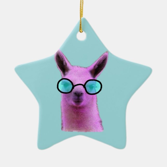 Legal Llama Rosa! Enfeites de natal cerâmico (Frente)