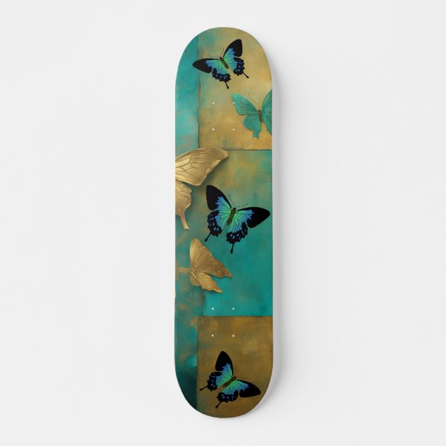 Legal Mancha do Skate da Borboleta Teal, Grunge (Frente)