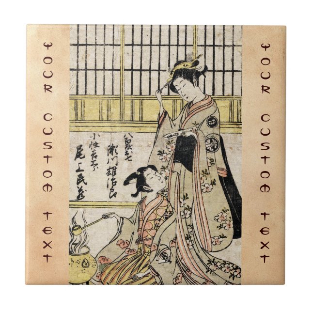 Legal pergaminho japonês ukiyo-e geisha (Frente)