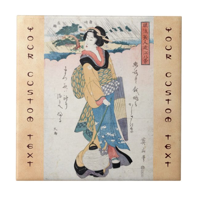 Legal safra japonesa ukiyo-e scroll geisha art (Frente)