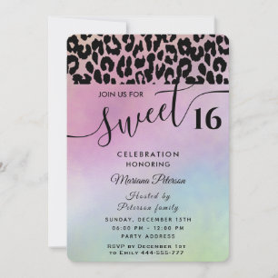 Legal Trendy atraente leopardo doce 16 Convite
