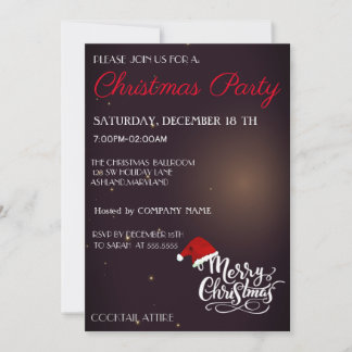 Legal, Trendy Santa Hat, Convite de Natal Negro