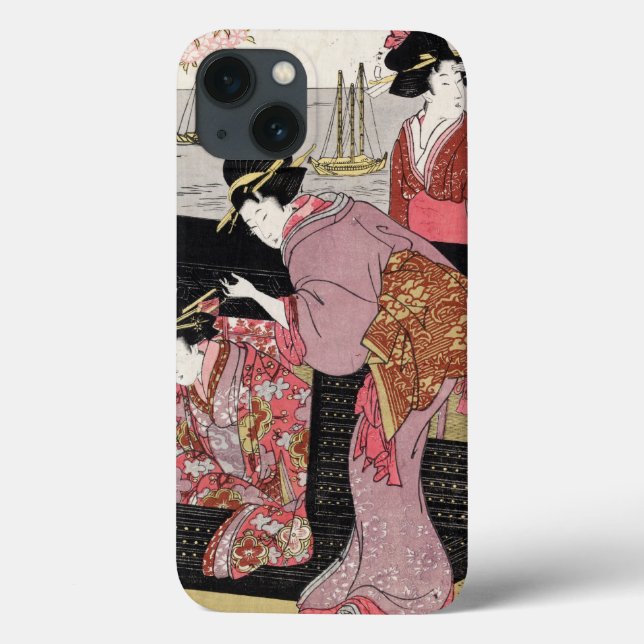 Legal ukiyo-e trio geisha Lady Scroll (Verso)
