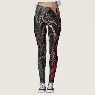 Legenda Gótica Leggings femininas - Preto e Vermel