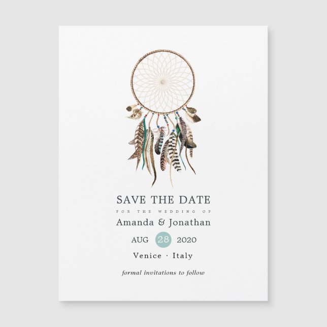 Legenda indiana Tribal Boho Casamento Salve a Data (Frente)