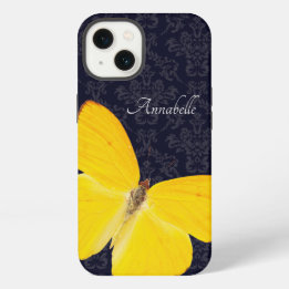 Legenda Yellow Butterfly Black Damask Add Name