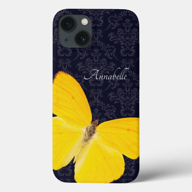 Legenda Yellow Butterfly Black Damask Add Name (Verso)