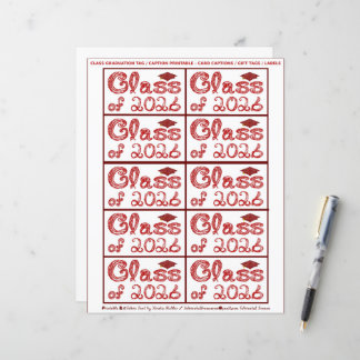 Legendas da Etiqueta Vermelha Escarlate de Graduaç