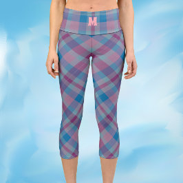 Leggens de xadrez azul e roxa