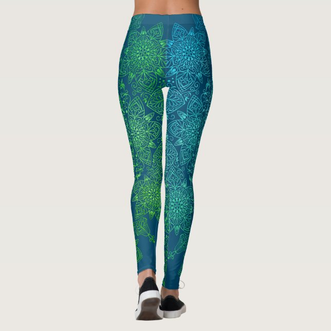 LEGGING アラベスク文様　グリーングラデ×ブルーベース (Verso)