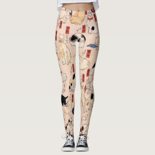 Legging 其のまま地口猫飼好五十三疋, gatos do