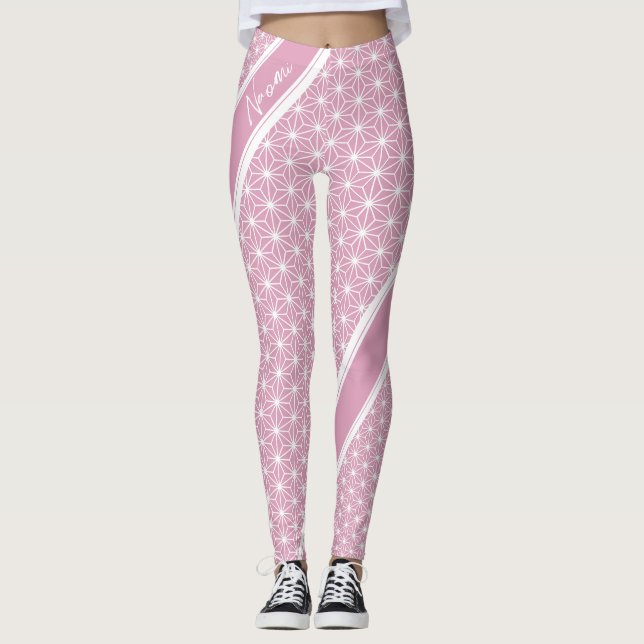 Legging 麻 の 葉 ASANOHA | Padrão KIMONO tradicional japonês (Frente)