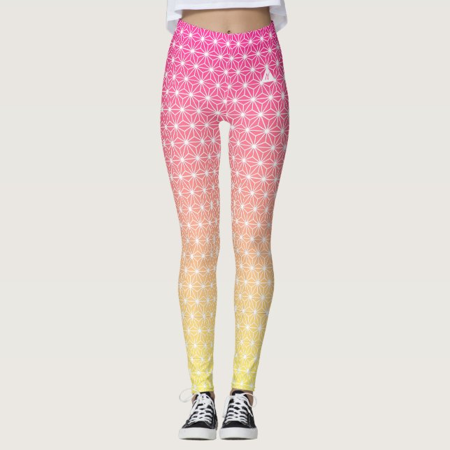 Legging 麻 の 葉 ASANOHA | Padrão KIMONO tradicional japonês (Frente)