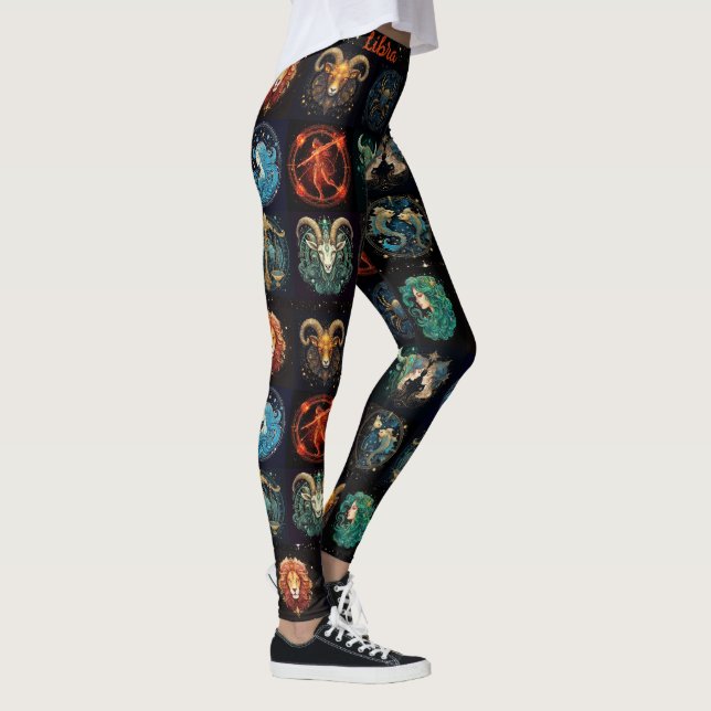 Legging 12 Sinais de alta qualidade personalizada de preto (Direita)
