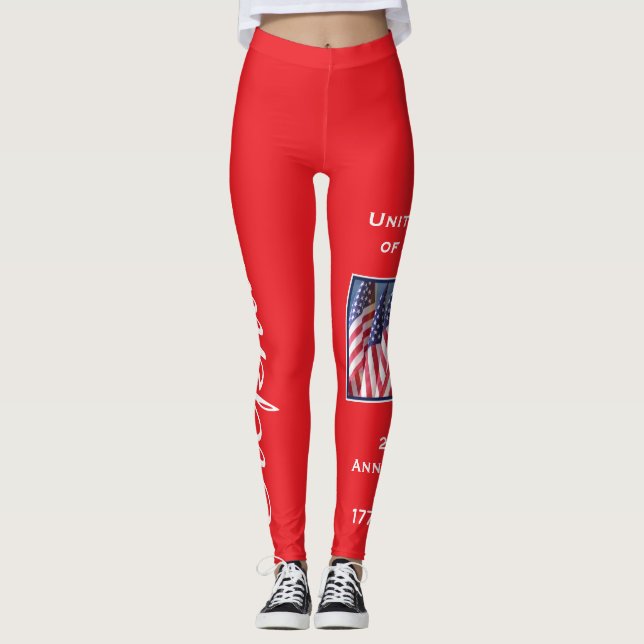 Legging 250º Aniversário, nome personalizado yoga (Frente)