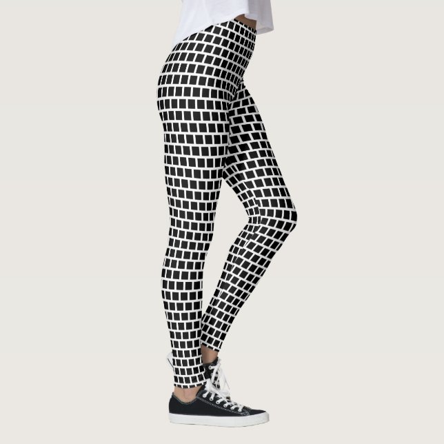 Legging 2 camadas - quadrados irregulares brancos DIY BG p (Direita)