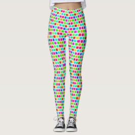 Legging 2 Camadas - Quadrados Multicoloridos XDIY BG Branc