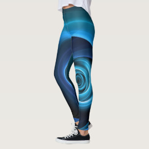 Legging 3D Cores Azuis Espirais Modernas Abstrato de Arte 