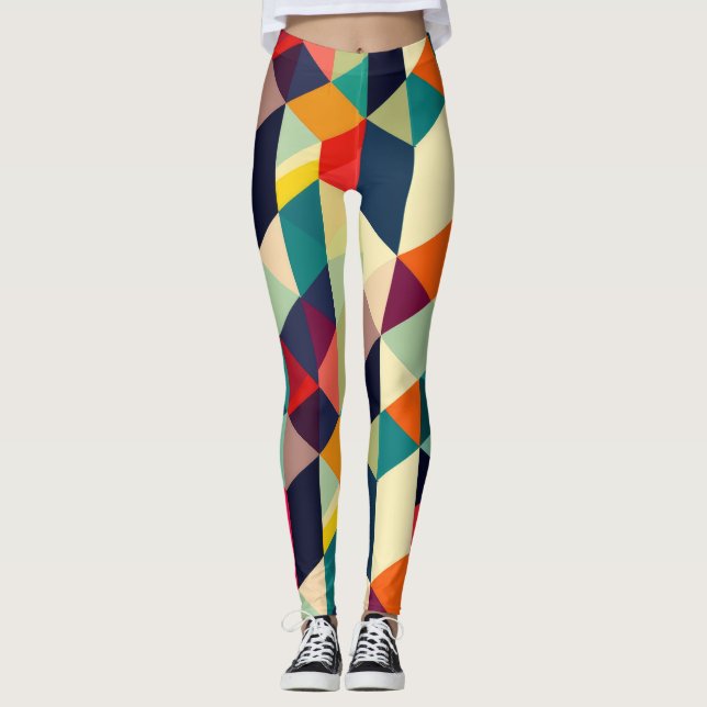 Legging 3D Padrão Geométrico RETRO Colorido (Frente)