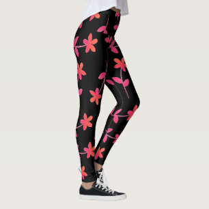 Legging 4Cindy floral preto alaranjado fúcsia