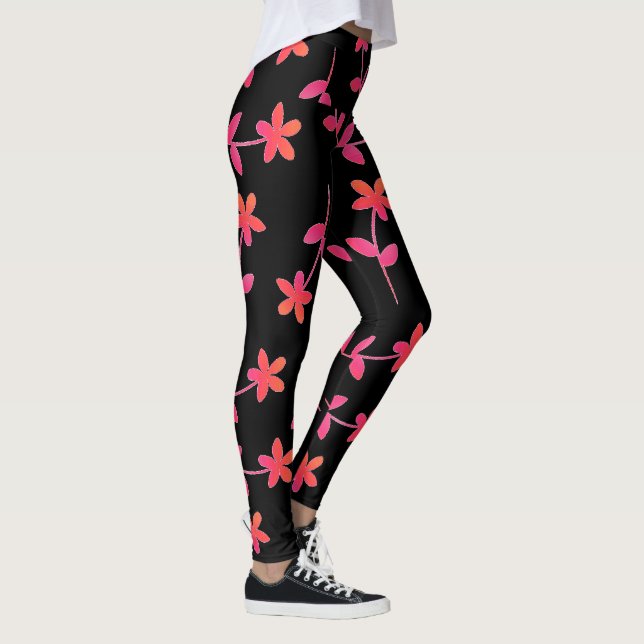 Legging 4Cindy floral preto alaranjado fúcsia (Direita)