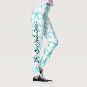 Legging 50 e Padrões Fabulosos de Azul Azul-Teal Azul