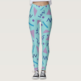 Legging 80s 90s Estilo Memphis azul geométrico