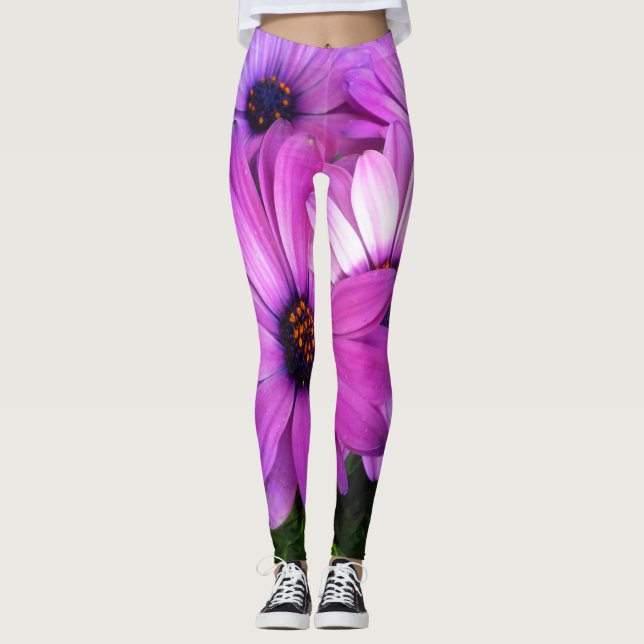 Legging A atitude floresce caneleiras; Bonito no rosa (Frente)