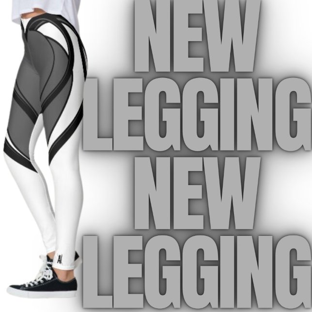 Legging A cinza, design de arte cardíaca negra (Criador carregado)
