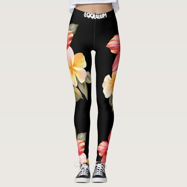Legging A ioga arfa floral (Frente)