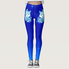 Legging A ioga azul de Athleisure do gato de 10 máscaras