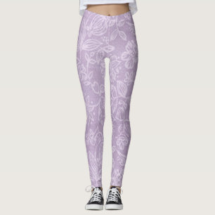 Legging A lavanda floresce caneleiras roxas