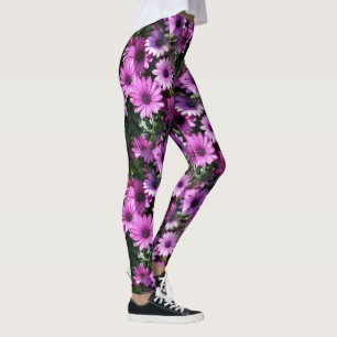Legging A margarida africana roxa floresce o teste padrão