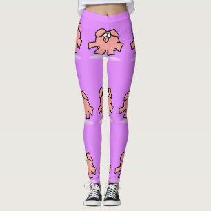 Legging A mulher engraçada do ano do porco dos desenhos