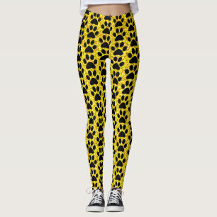 Legging A pata imprime Padrões Dourados amarelos com bril