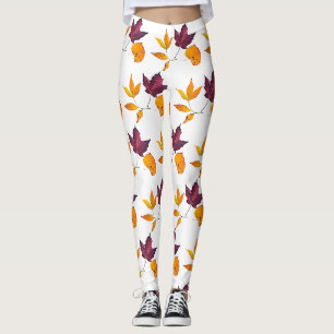Legging A queda do outono deixa Borgonha amarela e branco