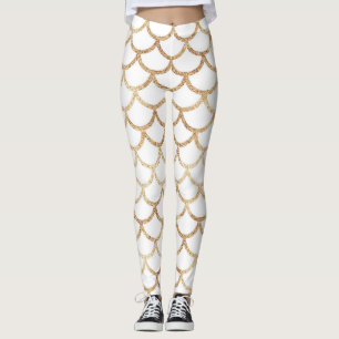 Legging A sereia Dourado do brilho escala caneleiras