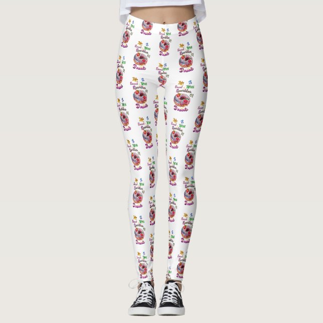 Legging A Vida Treggings É Doce Com Faíscas De Donuts (Frente)
