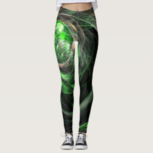 Legging À volta da Abstrato de Arte Verde Mundial