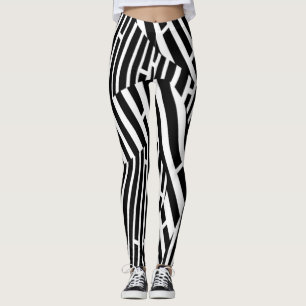 Legging A zebra abstrata urbana do elemento B&W listra a