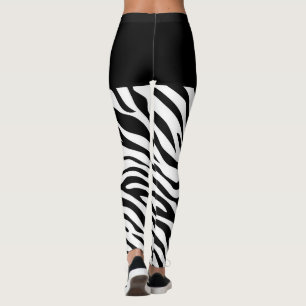 Legging A zebra preto e branco listra a decoração sobre