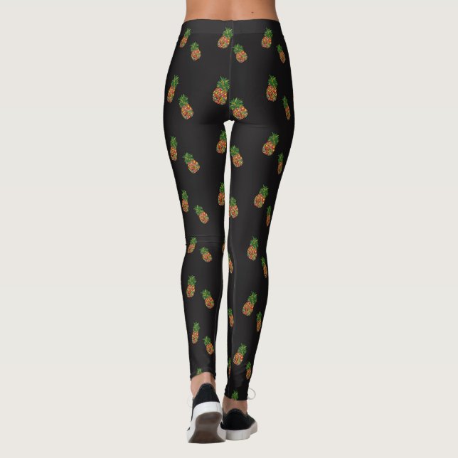 Legging Abacaxi botânico tropical caneleiras modeladas (Verso)