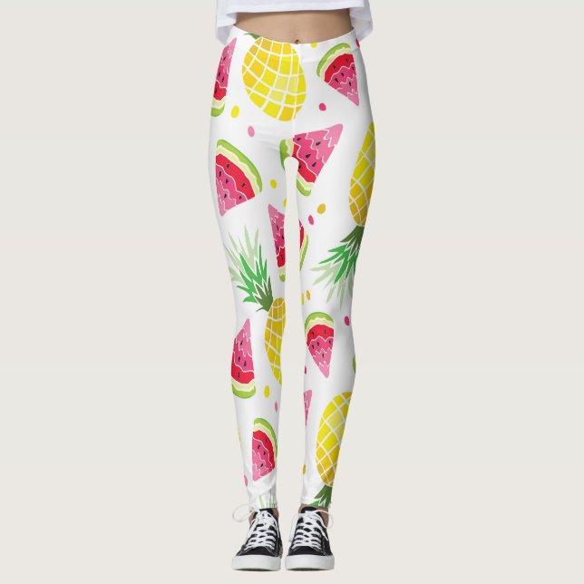 Legging Abacaxi de Abacaxi de Verão Impressão (Frente)