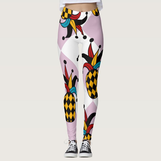 Legging Abacaxi de Harlequin: Vintage de Doodle Estilizado (Frente)