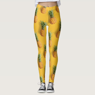 Legging Abacaxi doce e saboroso sobre fundo amarelo profun
