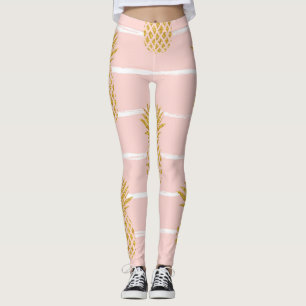Legging Abacaxi Dourado, fundo de verão em Striped.