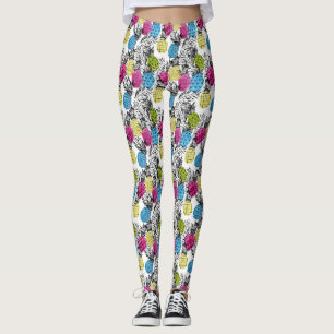 Legging Abacaxis do pop art e folhas de palmeira 2