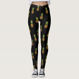 Legging Abacaxis em caneleiras pretas