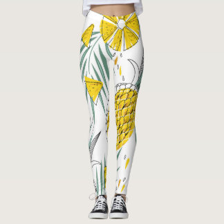 Legging Abacaxis suculentos: padrão de safra brilhante.