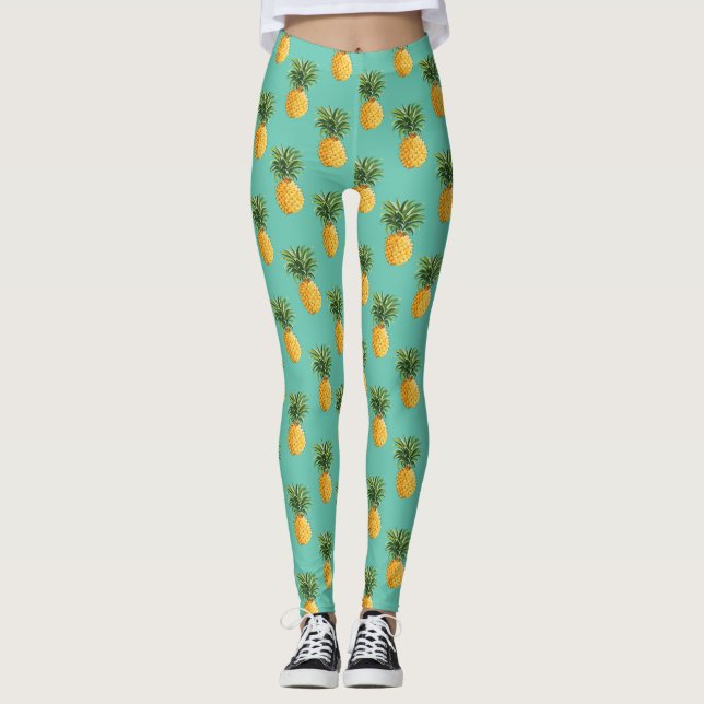 Legging Abacaxis tropicais na cerceta (Frente)